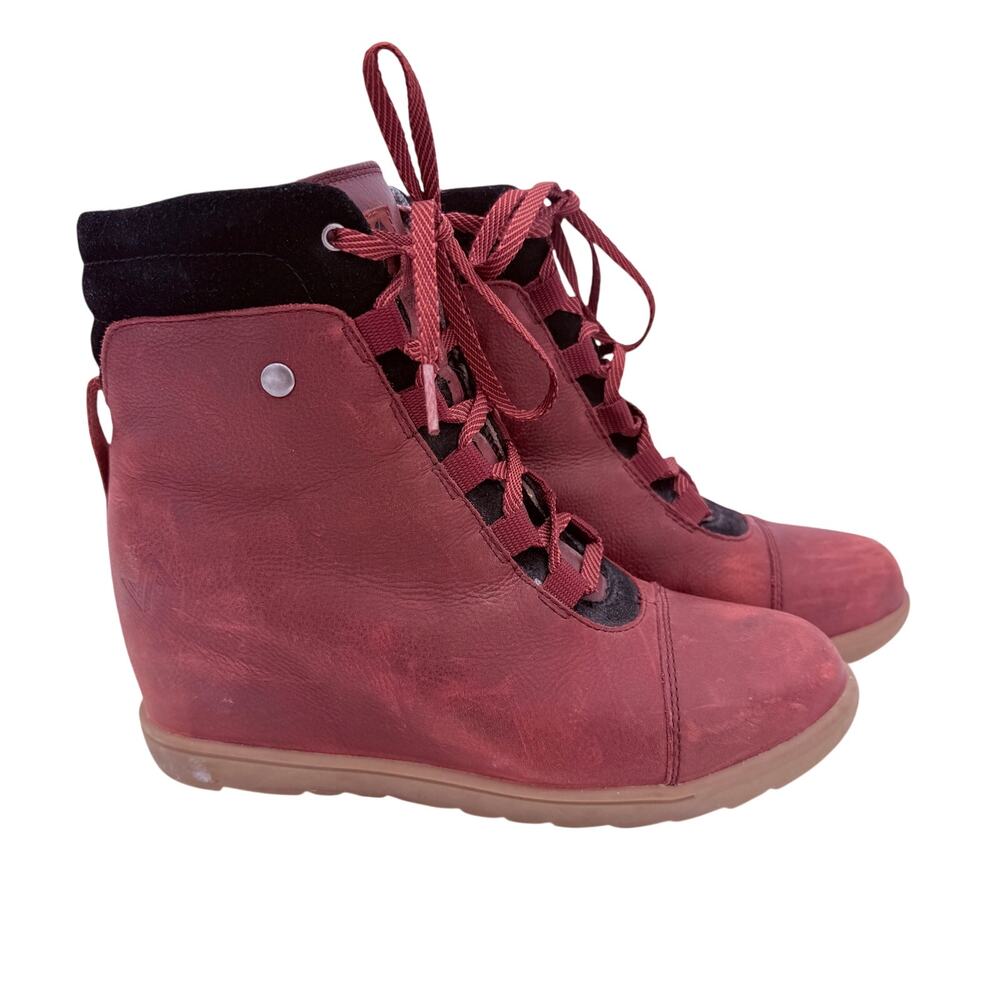 Forsake Women's Burgundy Alma Lace Up Wedge Shoes Size 8